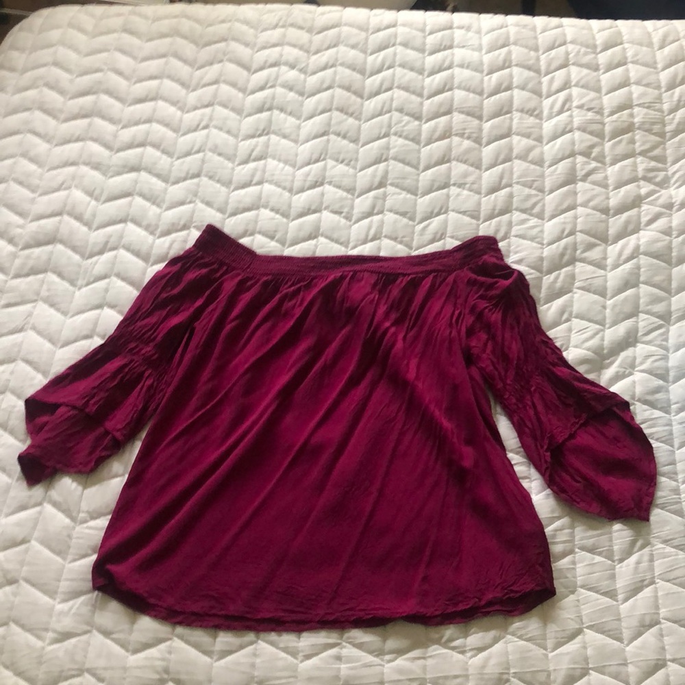 Cranberry Off-the-Shoulder Top